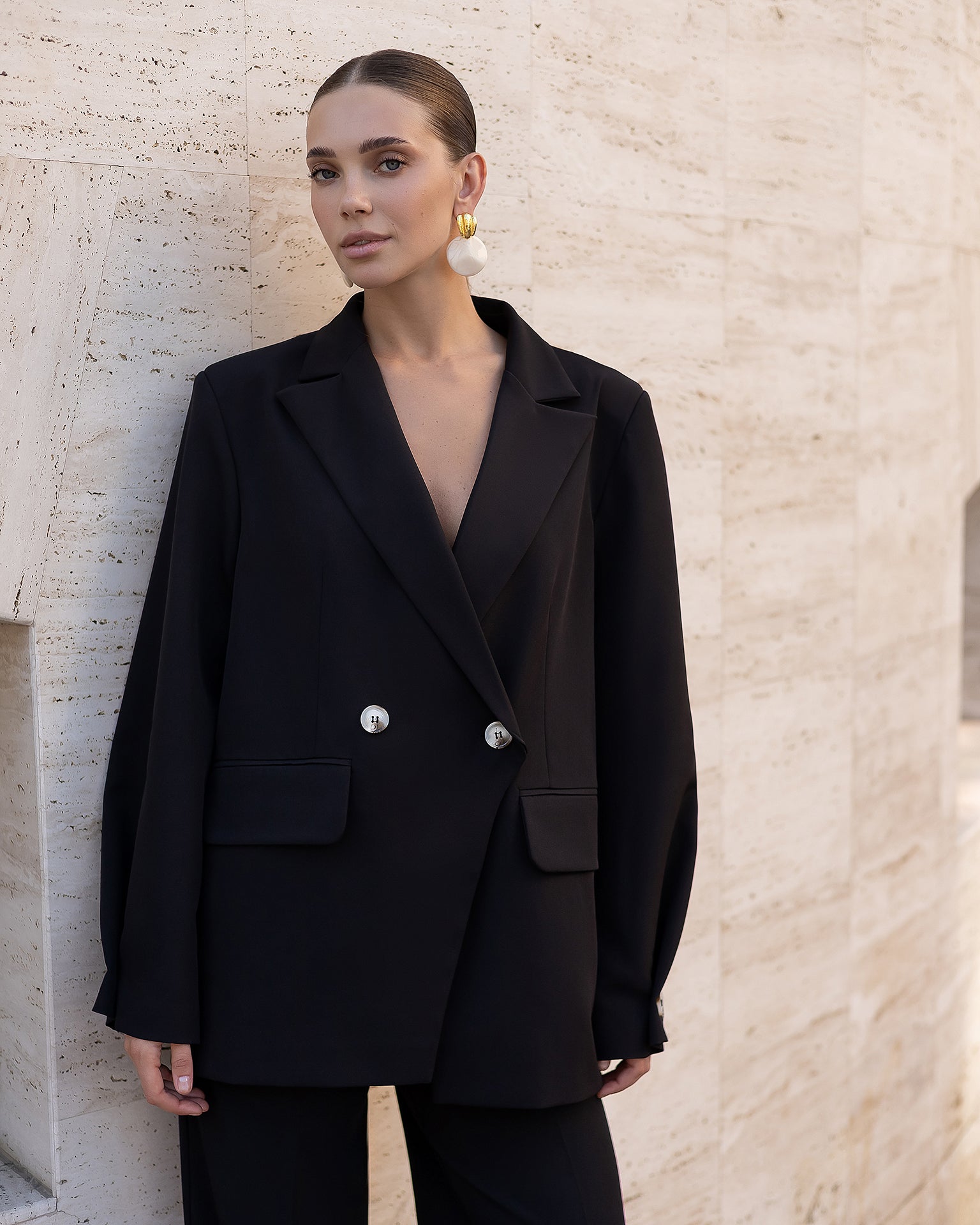 Women's Tailored Blazer in Ivory, Black, Chocolate, or Blue