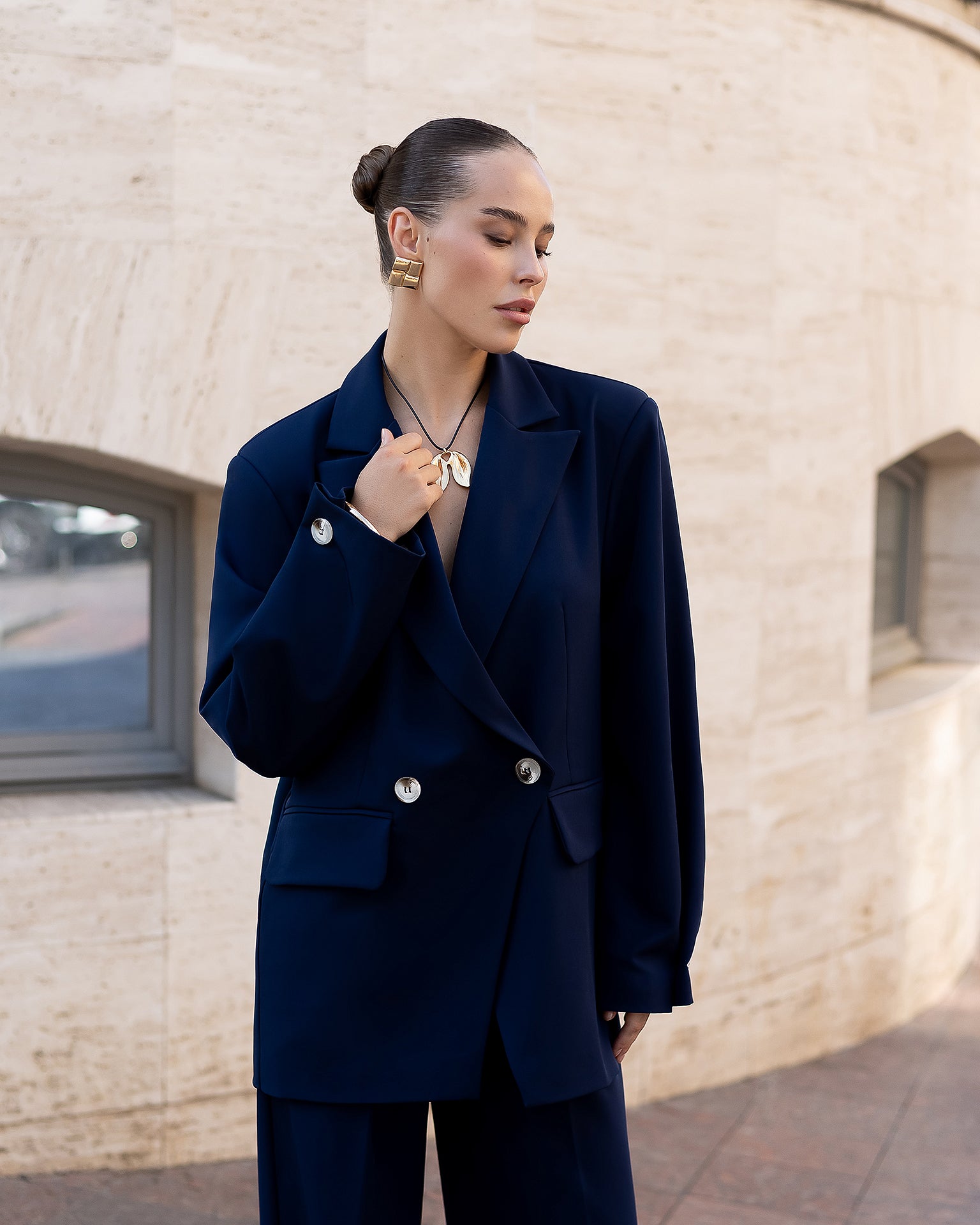 Women's Tailored Blazer in Ivory, Black, Chocolate, or Blue