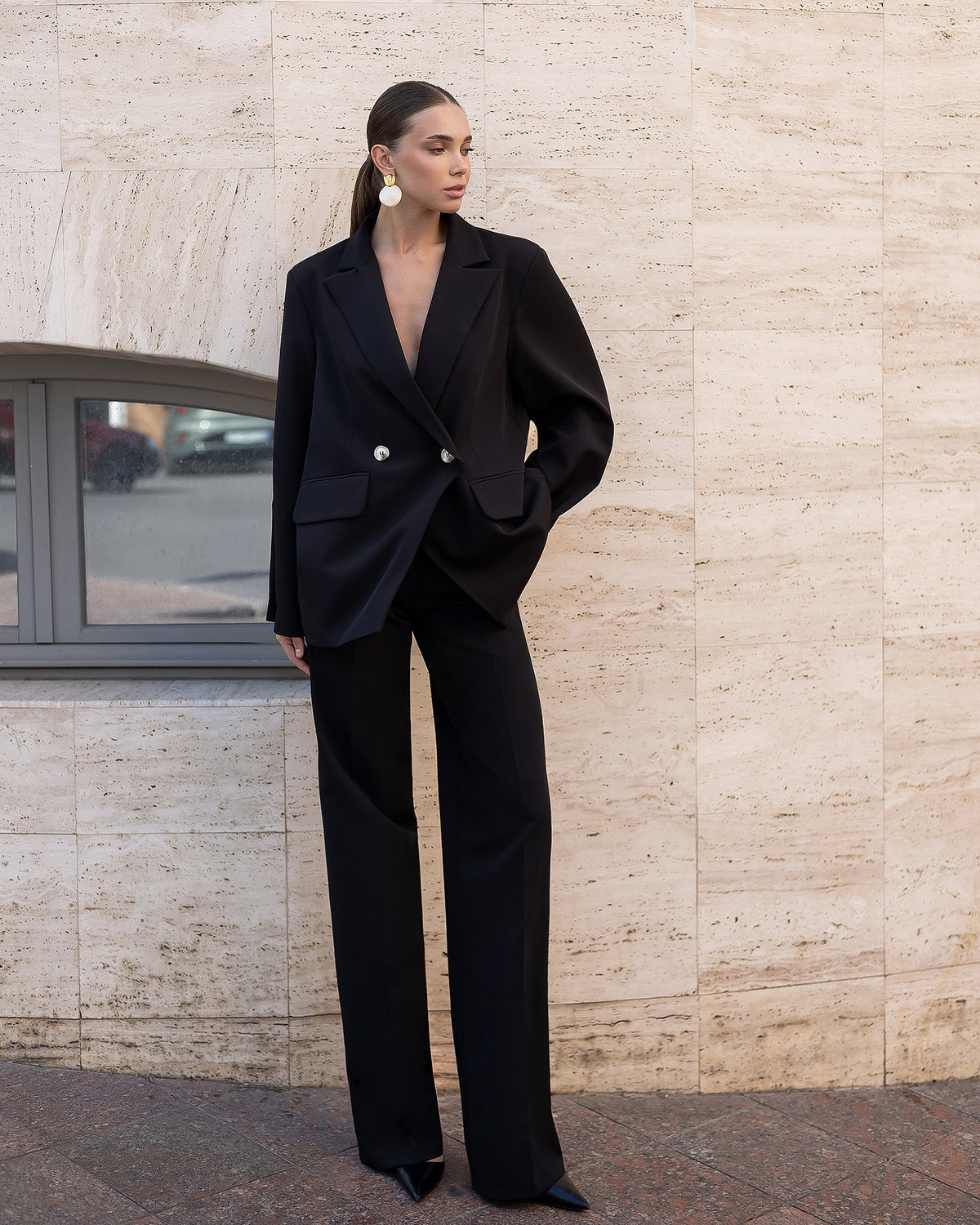 Women's Tailored Blazer in Ivory, Black, Chocolate, or Blue