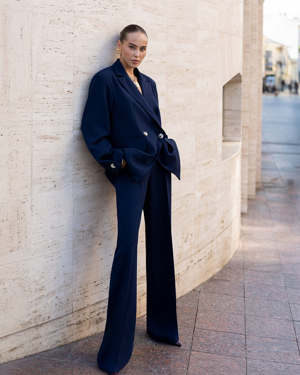 Women's Tailored Blazer in Ivory, Black, Chocolate, or Blue