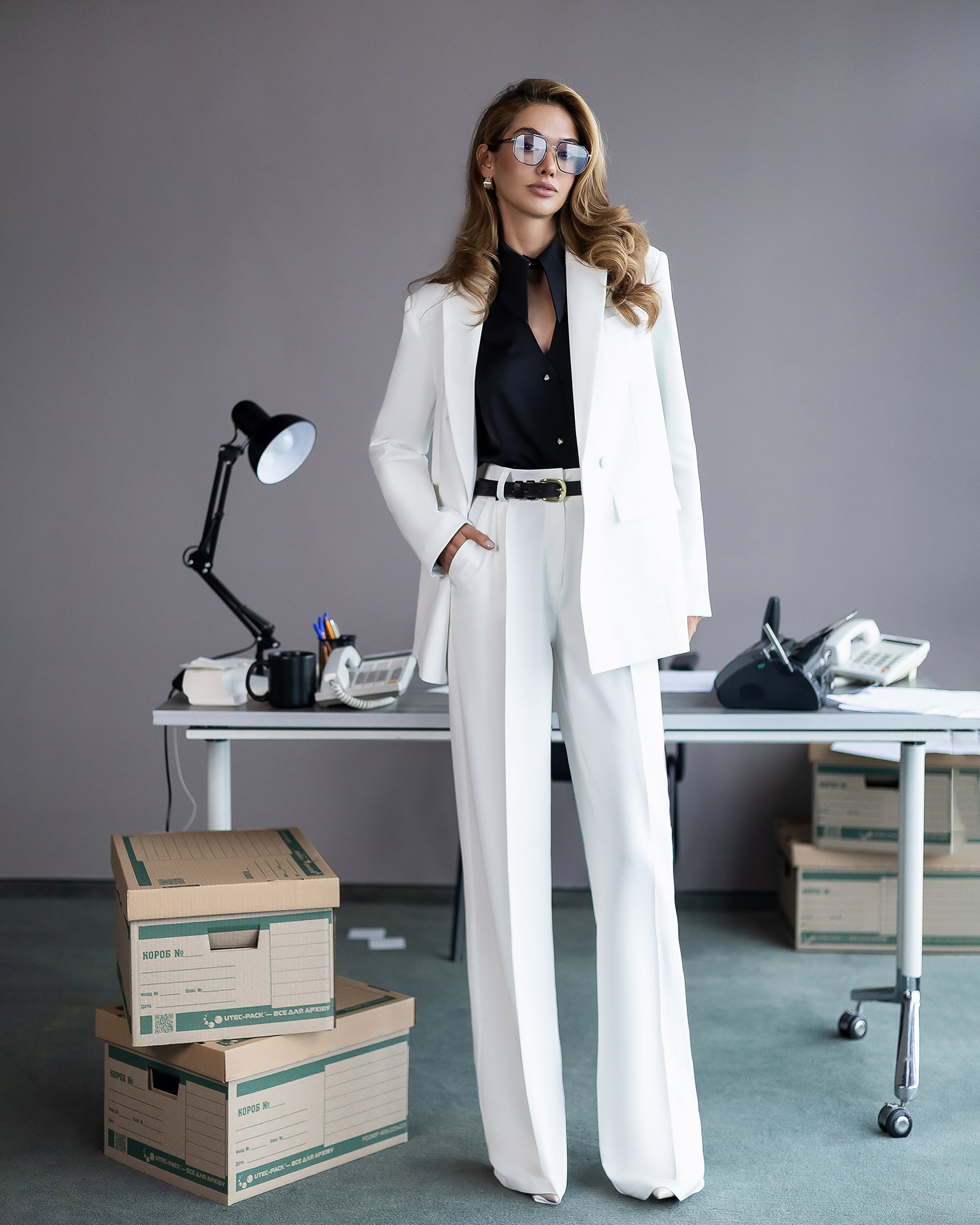 Women's Tailored Crepe Suit Set: Blazer and Trousers, XS–XXL