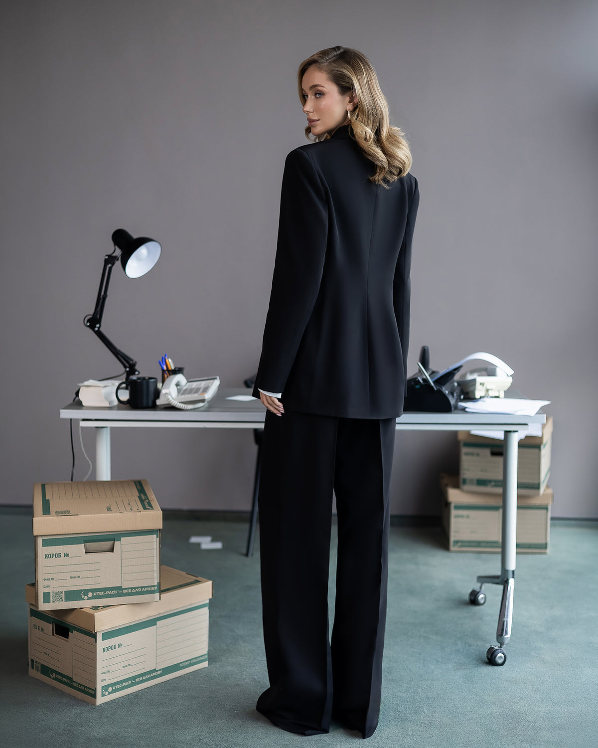 Women's Tailored Crepe Suit Set: Blazer and Trousers, XS–XXL
