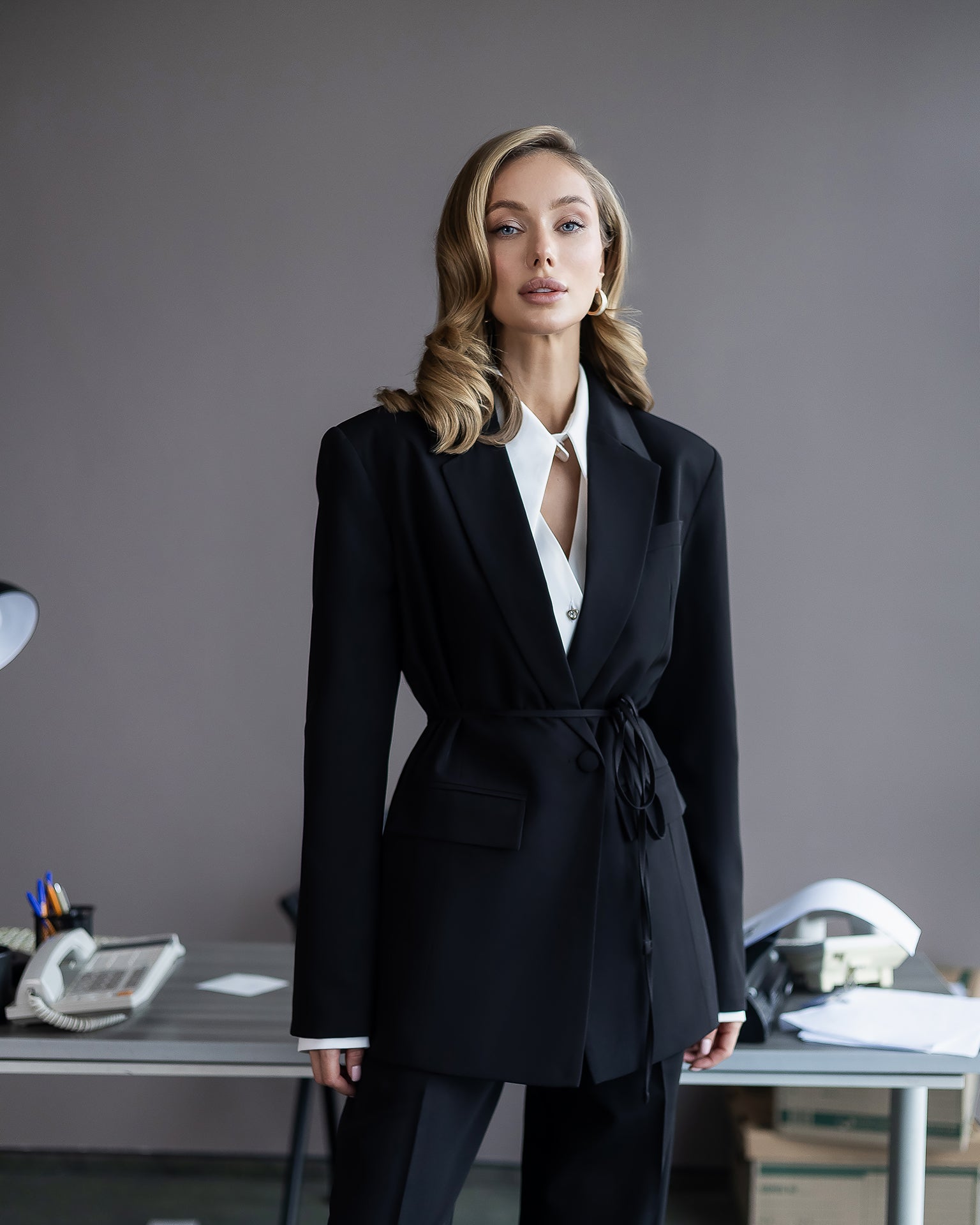 Women's Tailored Crepe Suit Set: Blazer and Trousers, XS–XXL
