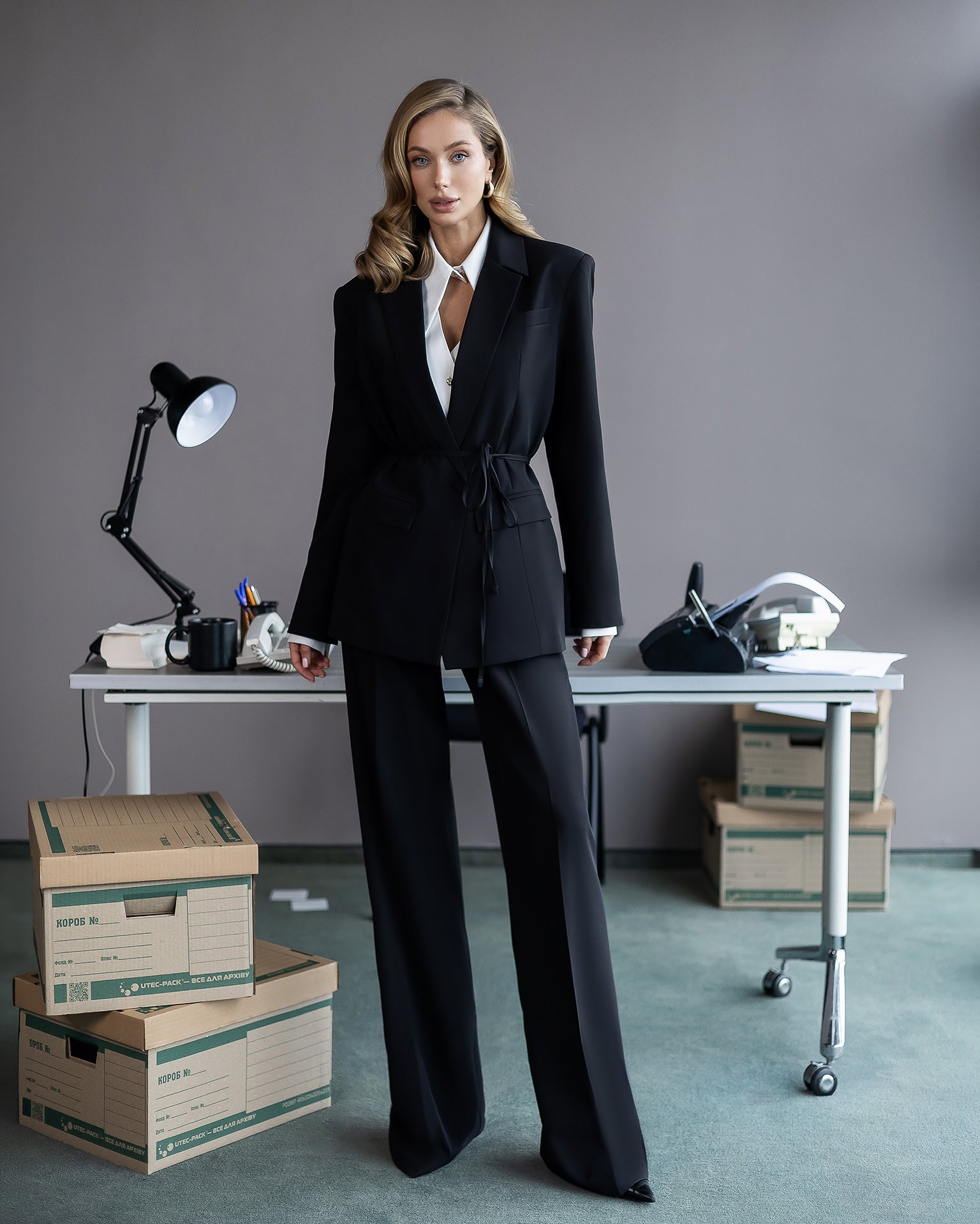 Women's Tailored Crepe Suit Set: Blazer and Trousers, XS–XXL