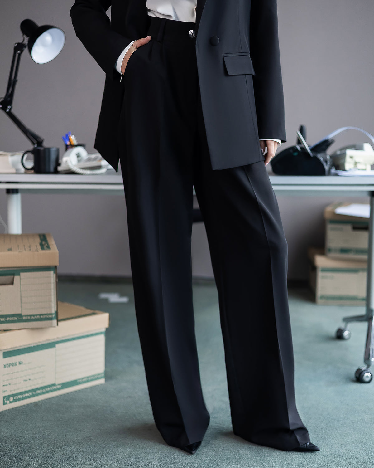 Women's Tailored Crepe Suit Set: Blazer and Trousers, XS–XXL