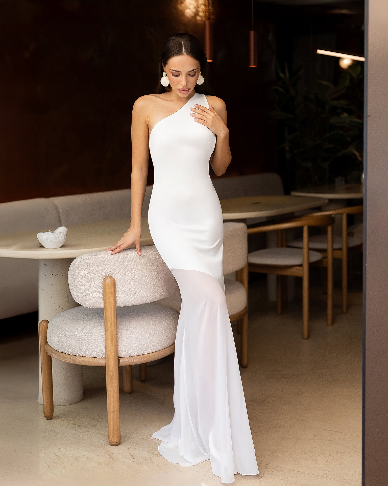 Heavyweight Satin Slip Dress with Chiffon Insert in 3 Colors