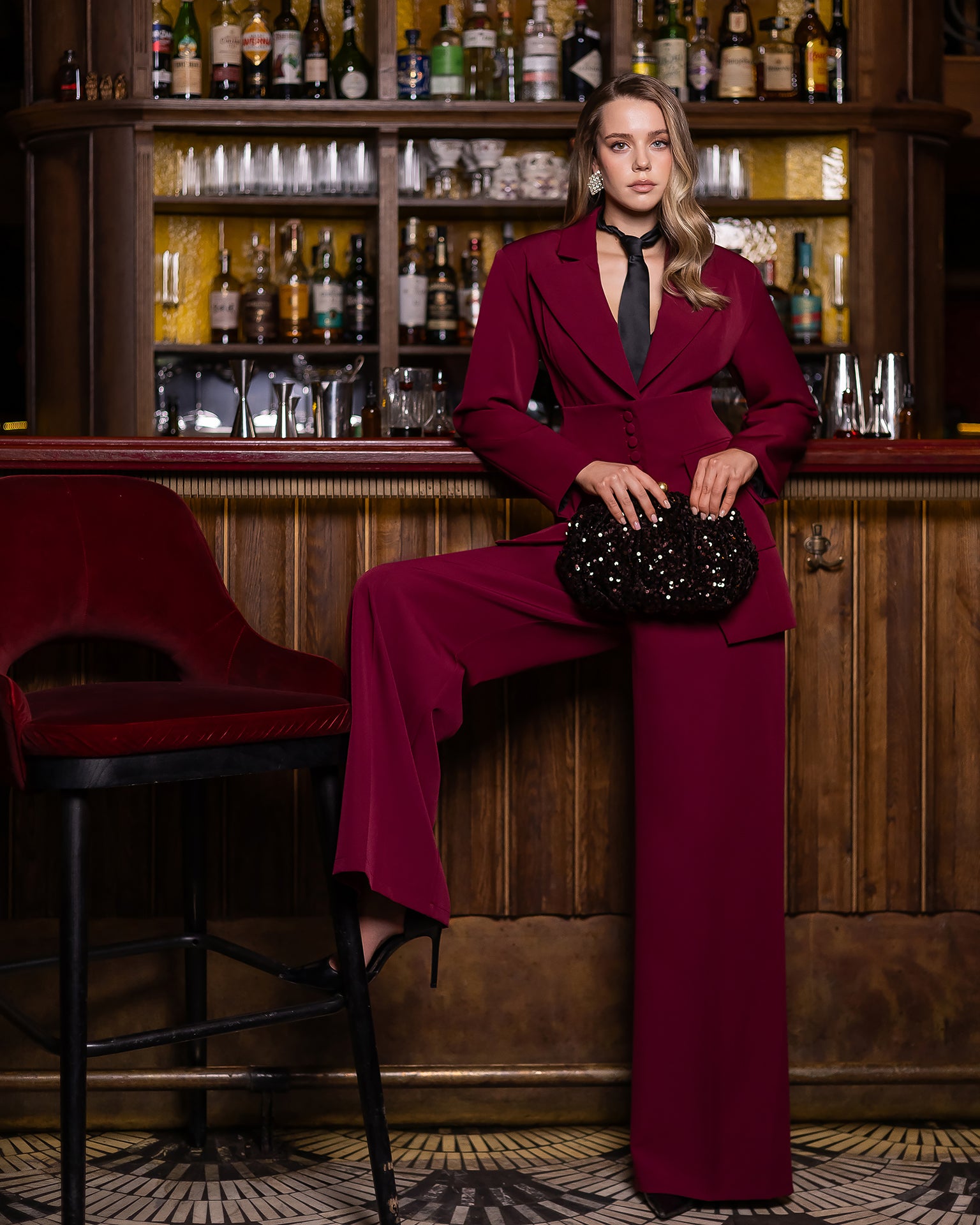 Women's Three-Piece Crepe Suit: Blazer, Trousers & Peplum