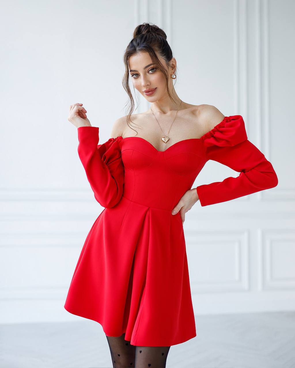 Women's Cocktail Mini Dress in Premium Twill with Silk Inserts