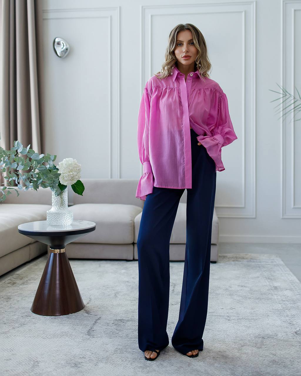 Tailored Women's Trousers in Suit Crepe Diagonal, Full-Length