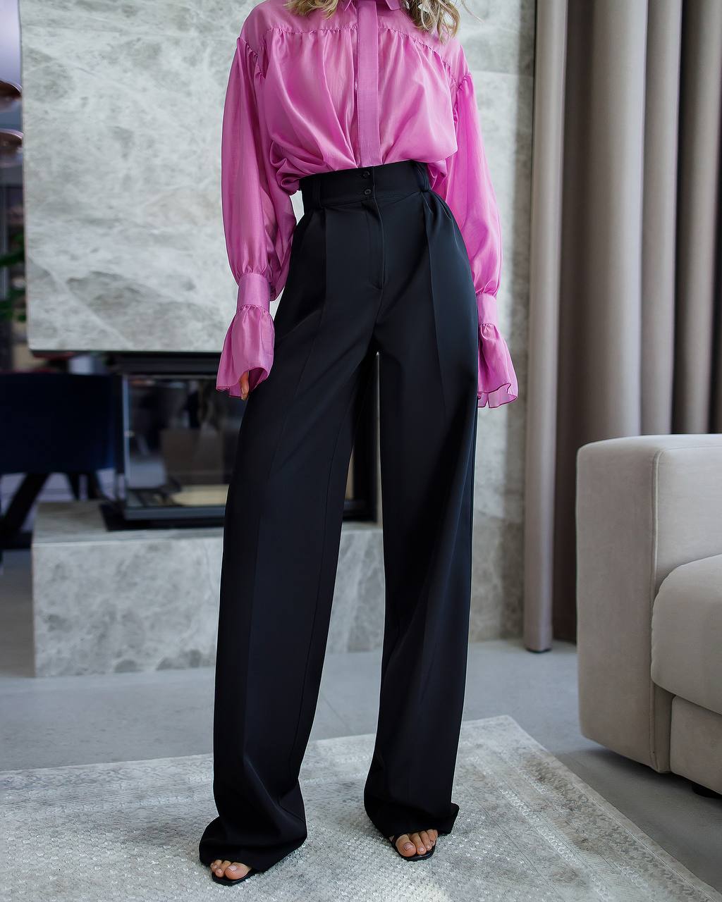 Tailored Women's Trousers in Suit Crepe Diagonal, Full-Length
