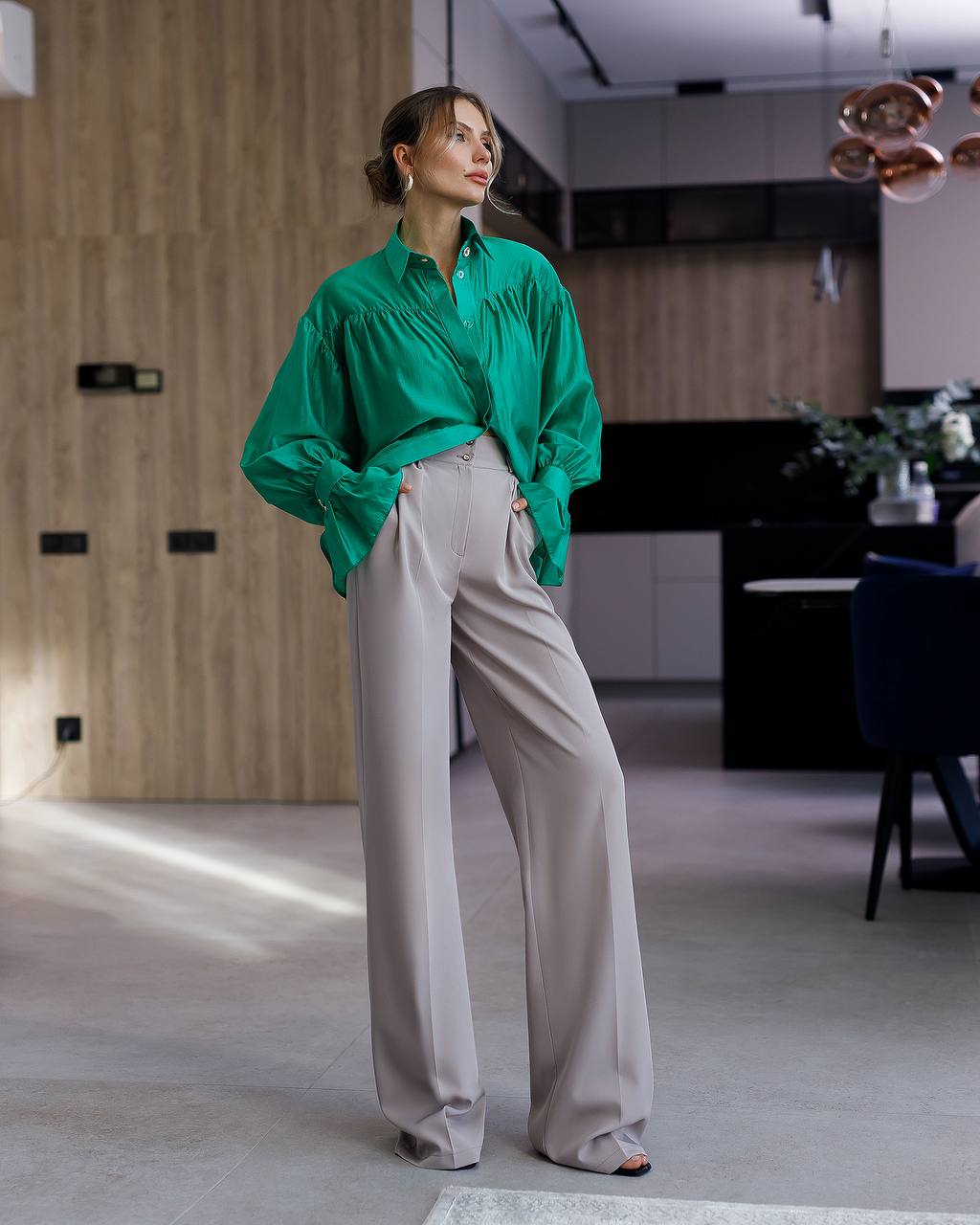 Tailored Women's Trousers in Suit Crepe Diagonal, Full-Length
