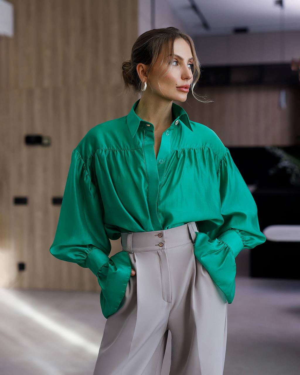 Tailored Women's Trousers in Suit Crepe Diagonal, Full-Length