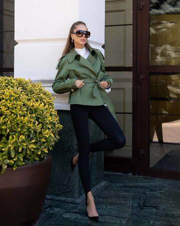 Women's Cotton Trench Coat with Thick Lining in Versatile Hues