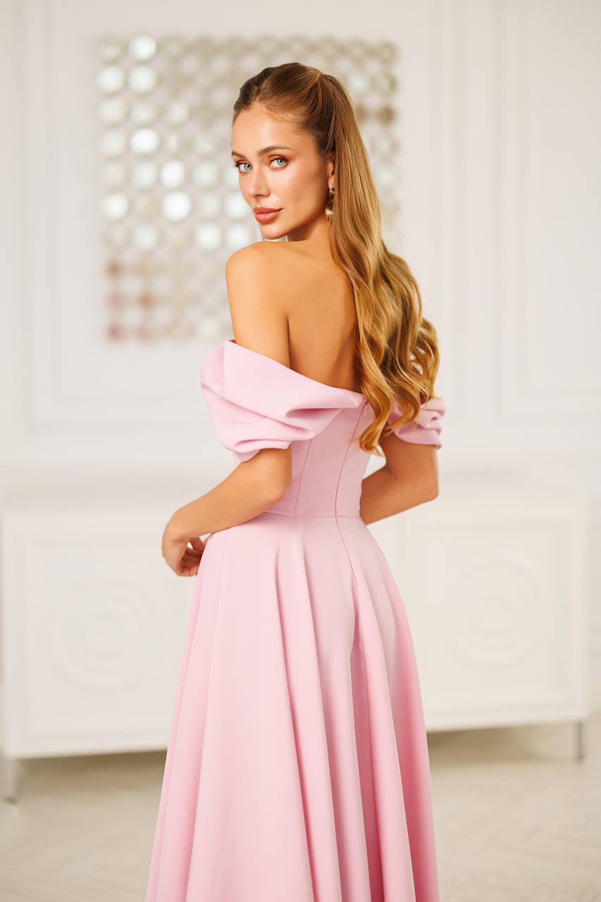 Off Shoulder Midi Dress – Elegant A-Line Evening Dress