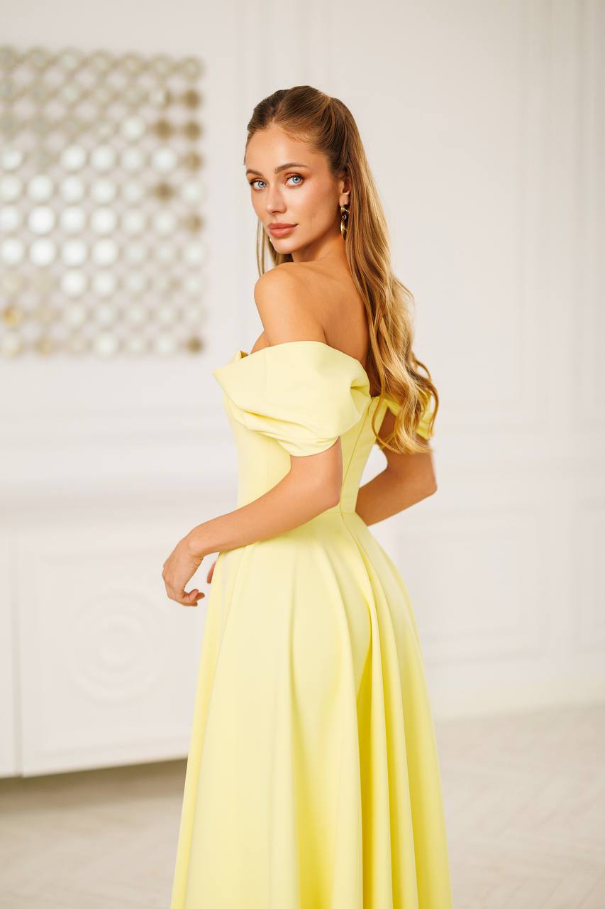 Off Shoulder Midi Dress – Elegant A-Line Evening Dress