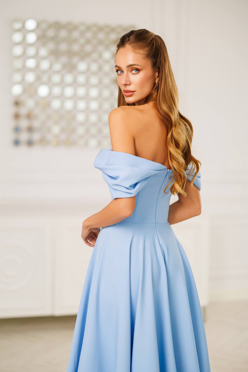 Off Shoulder Midi Dress – Elegant A-Line Evening Dress