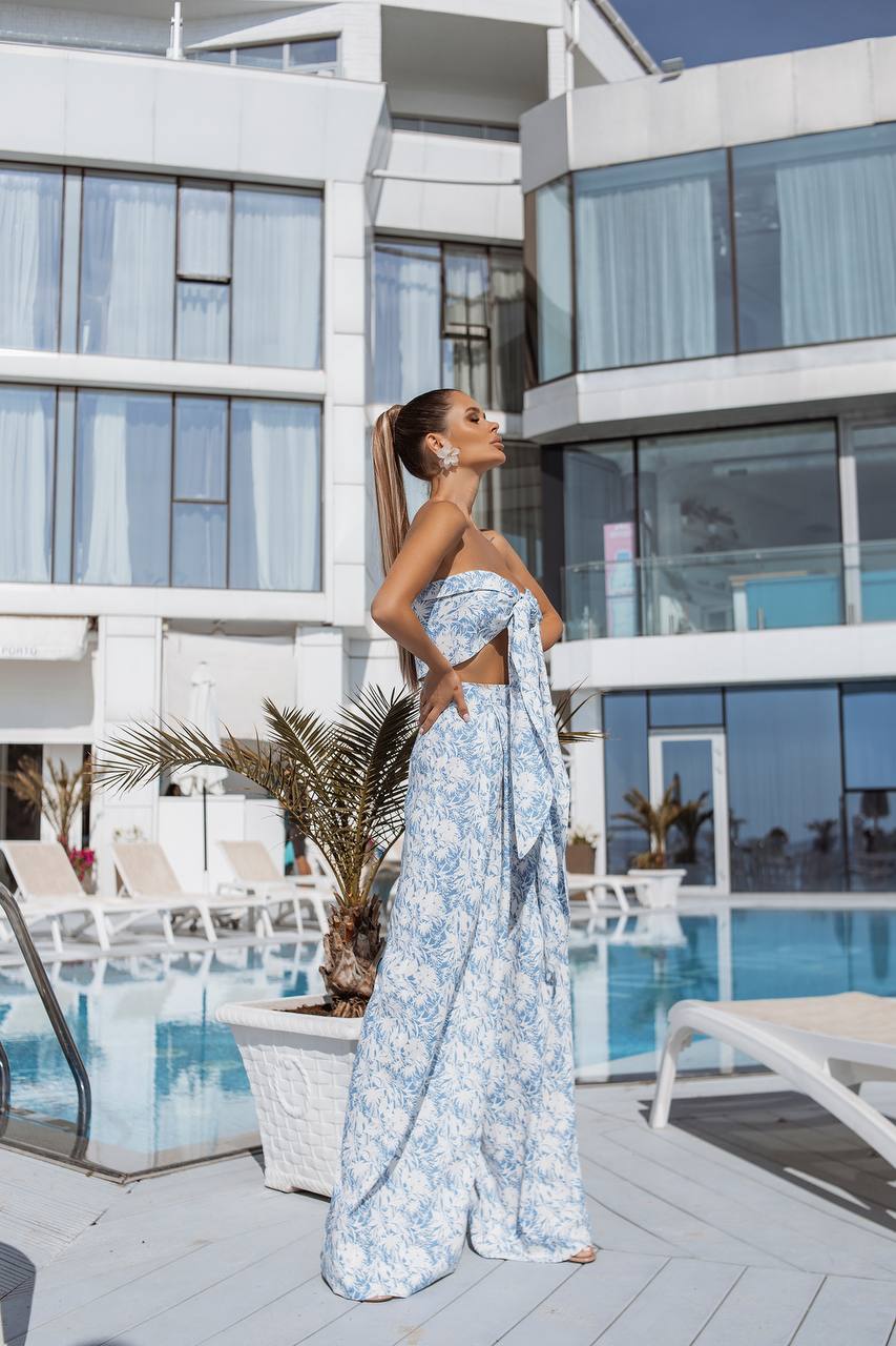 Elegant Palazzo Pants Set with Strapless Tie Top