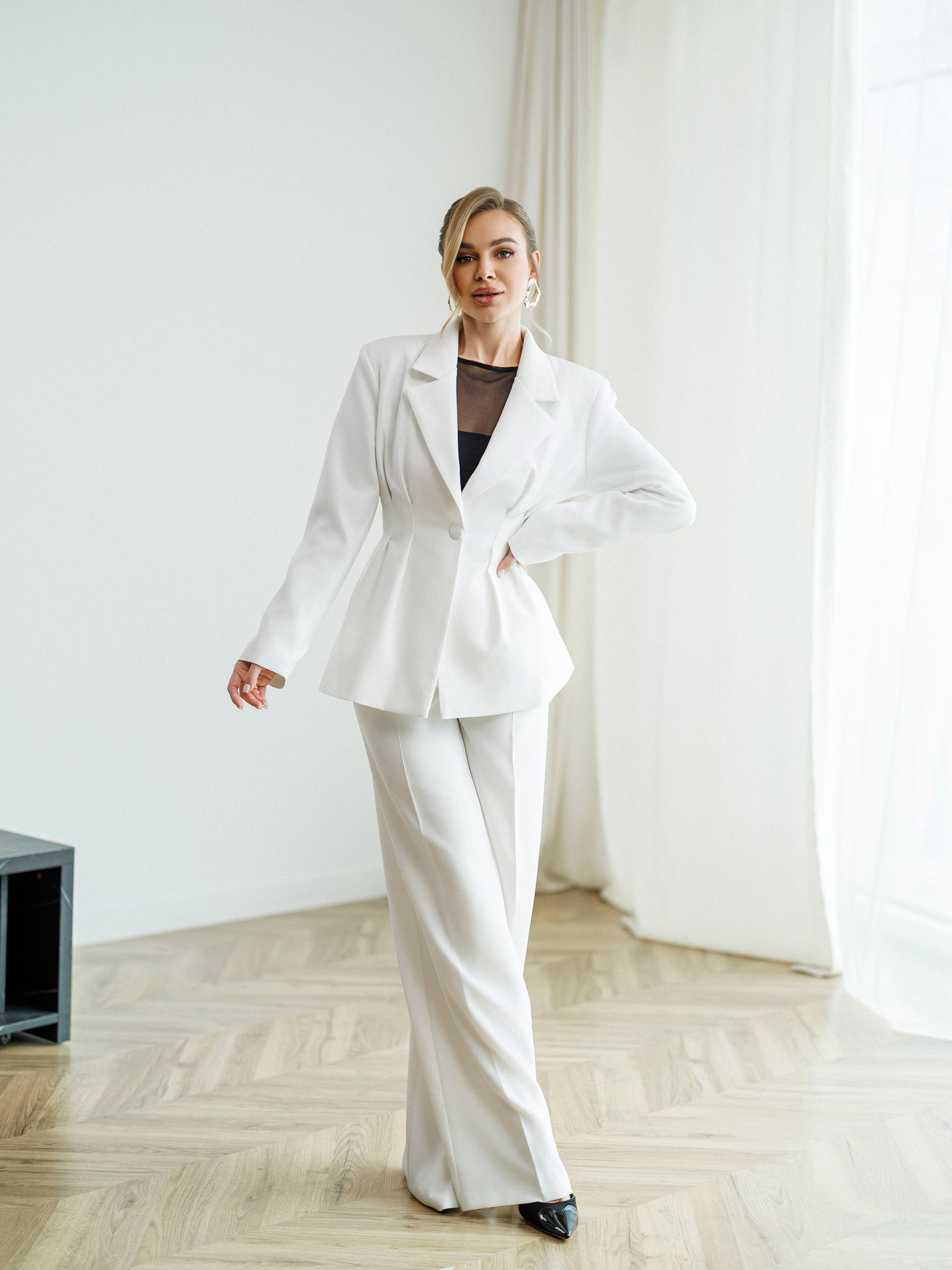 Premium Tailored Suit Set with Blazer and Wide Pants