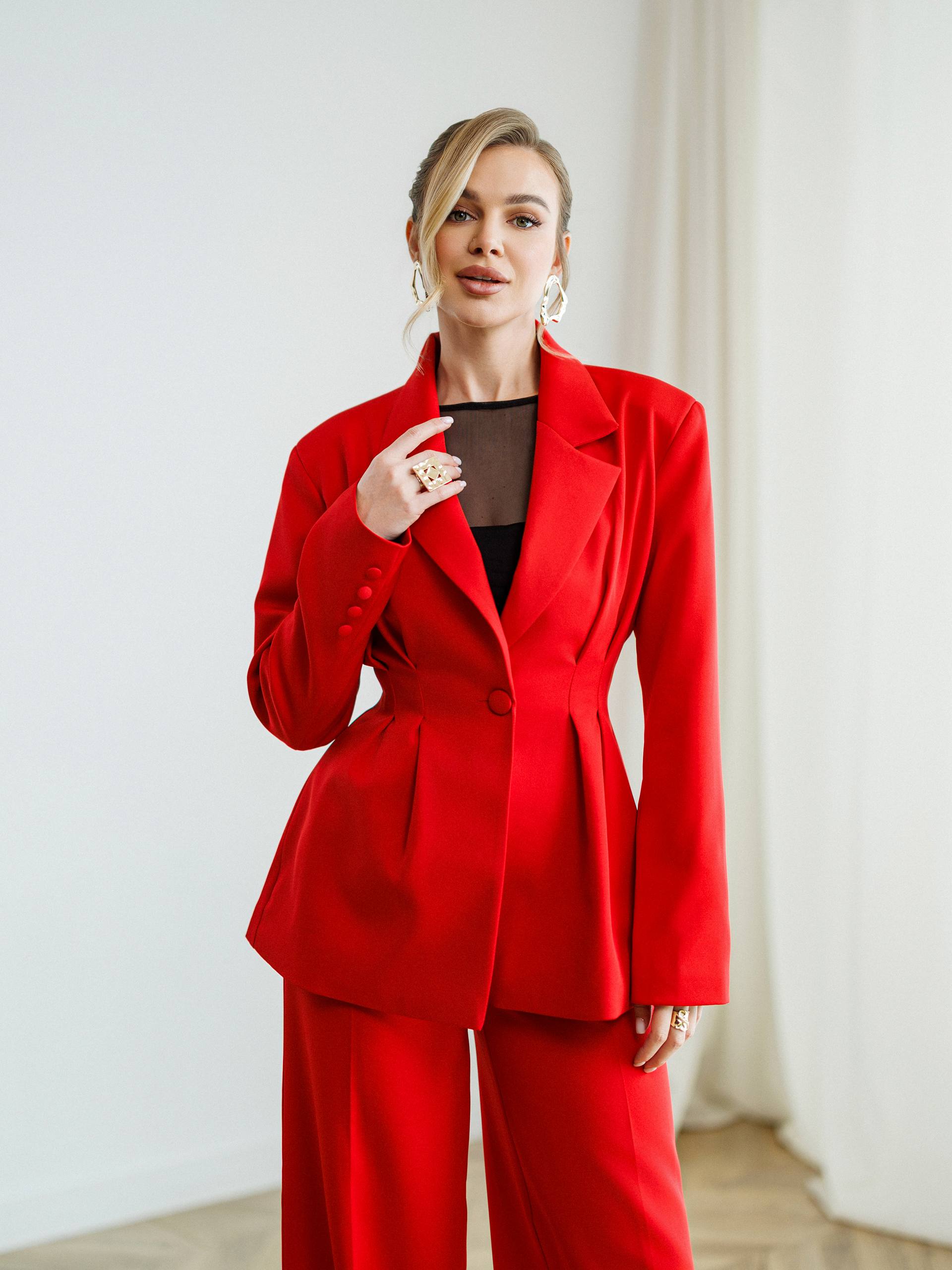Premium Tailored Suit Set with Blazer and Wide Pants
