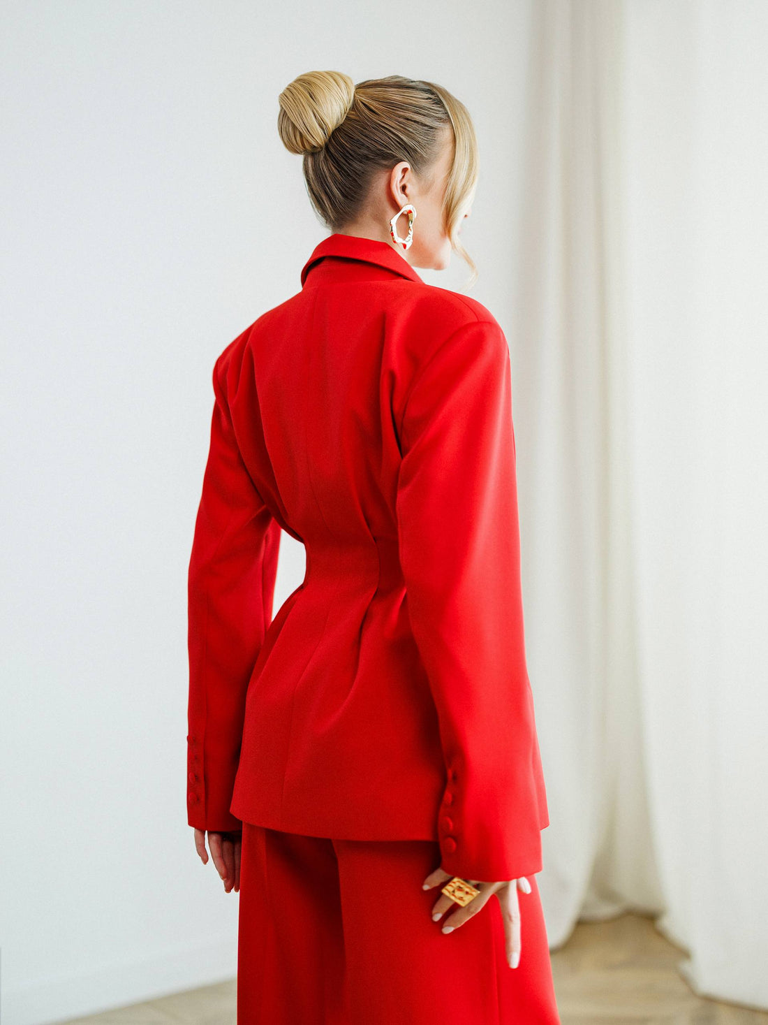 Premium Tailored Suit Set with Blazer and Wide Pants