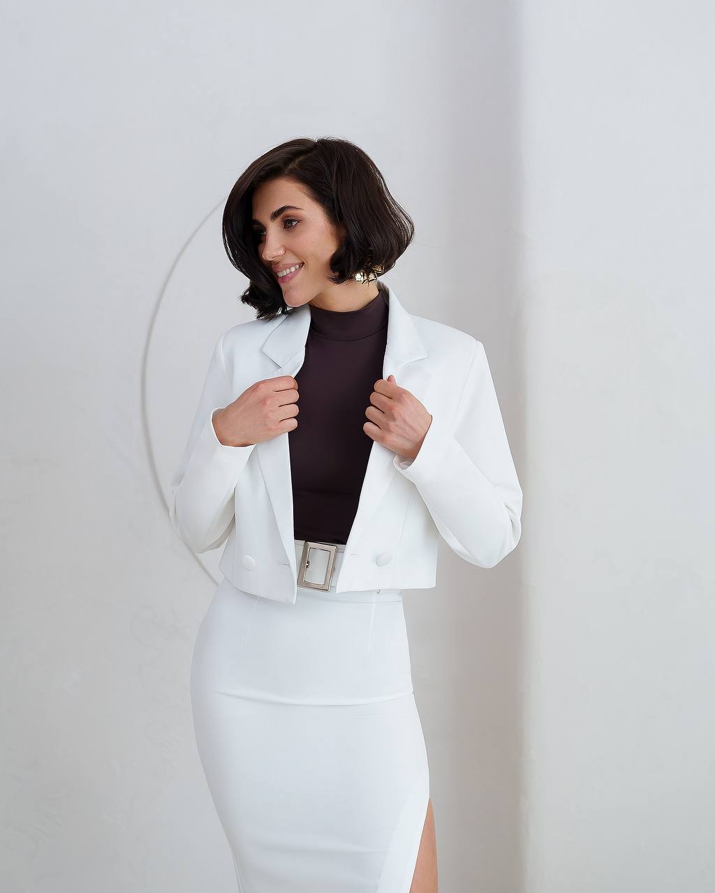Women's Tailored Skirt Suit in Premium Twill with Lined Jacket