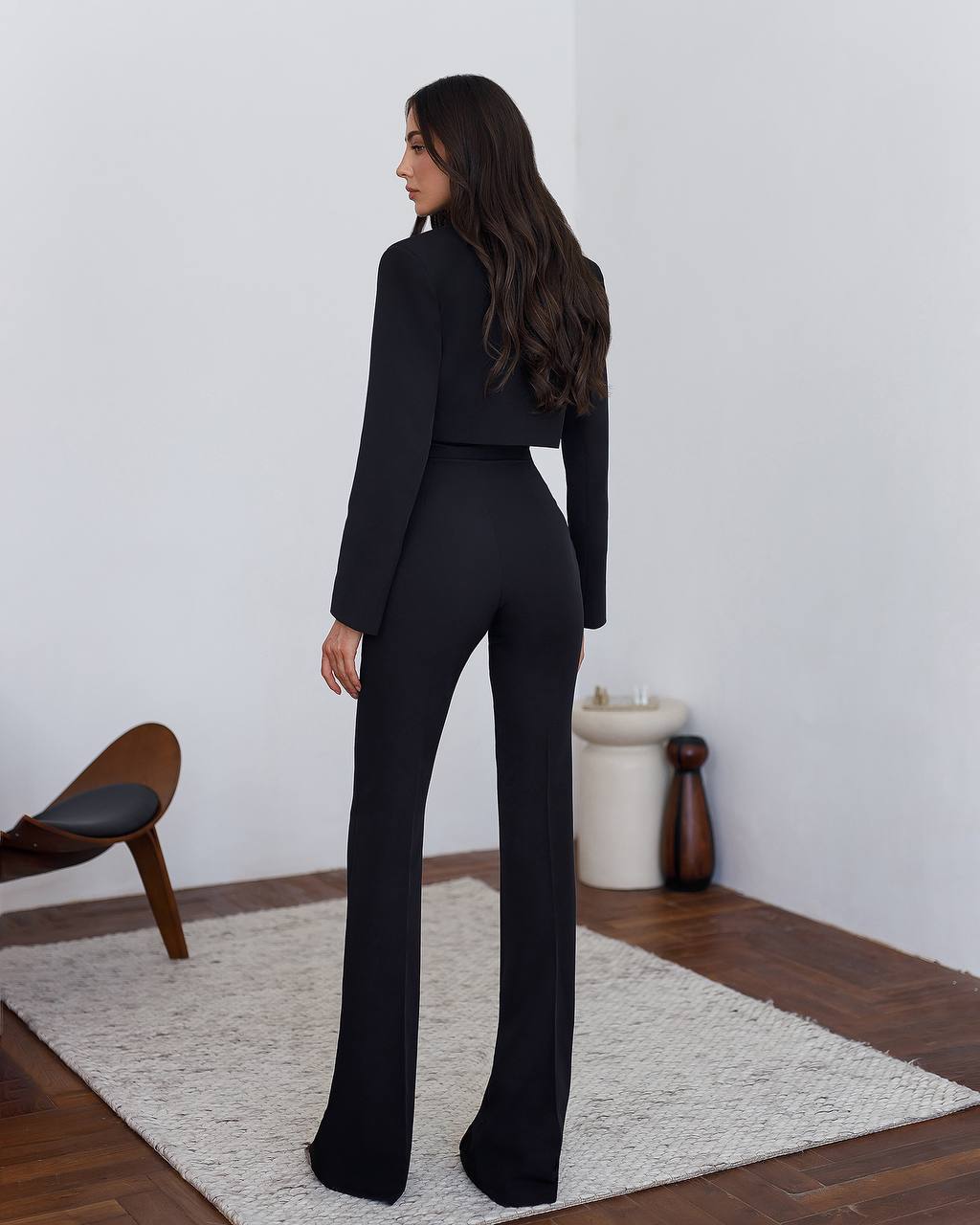 Heavy-Weight Twill Trousers High-Rise High-waisted flared pants