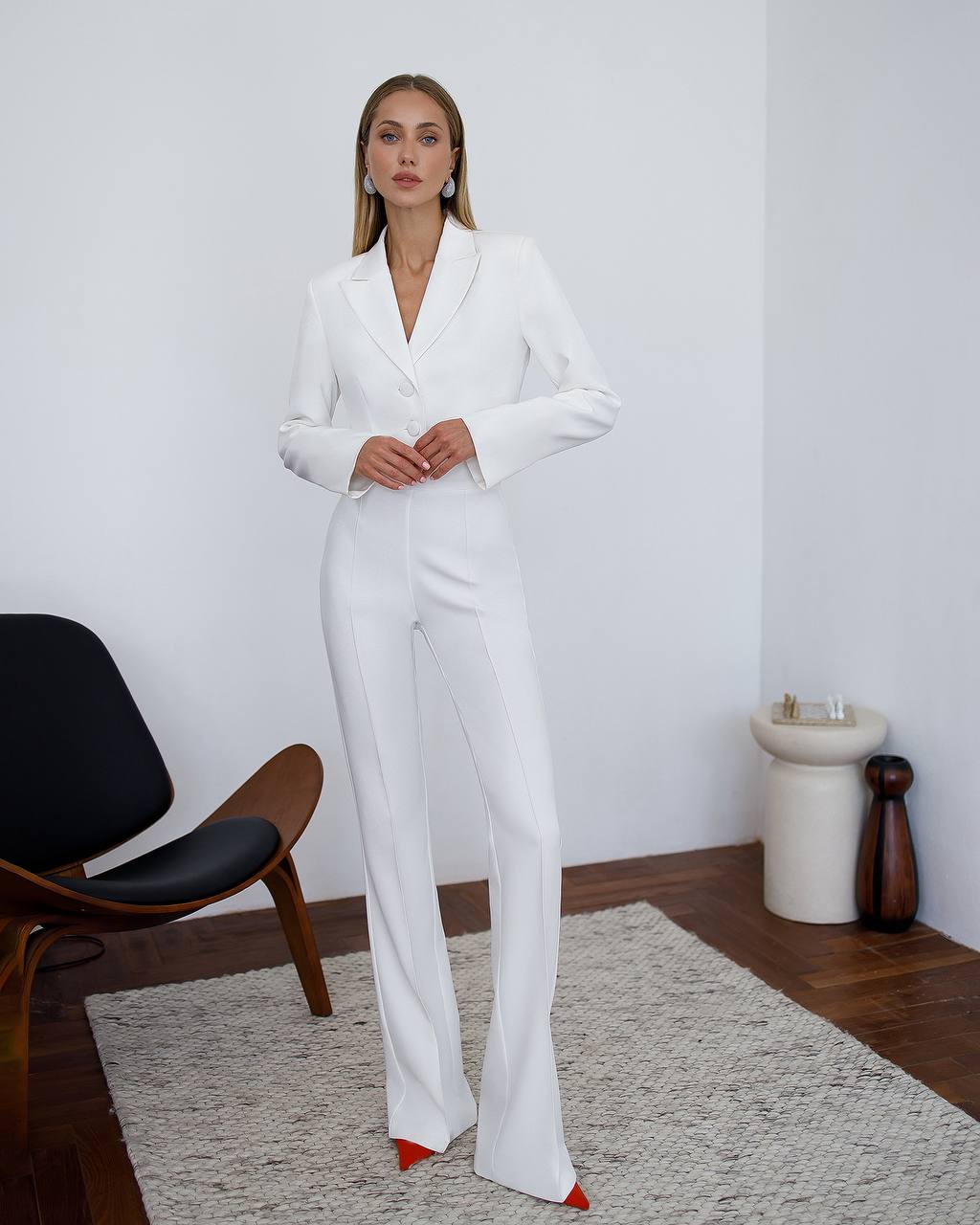 Heavy-Weight Twill Trousers High-Rise High-waisted flared pants