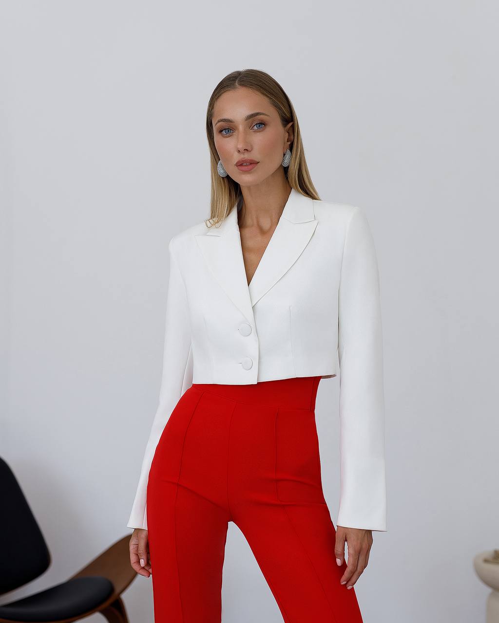 Heavy-Weight Twill Trousers High-Rise High-waisted flared pants