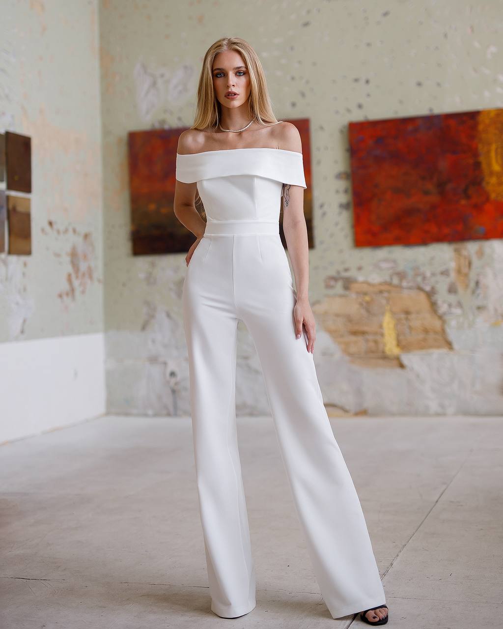 Women's Premium Twill Corset, Tailored Wide-Leg Fit Jumpsuit
