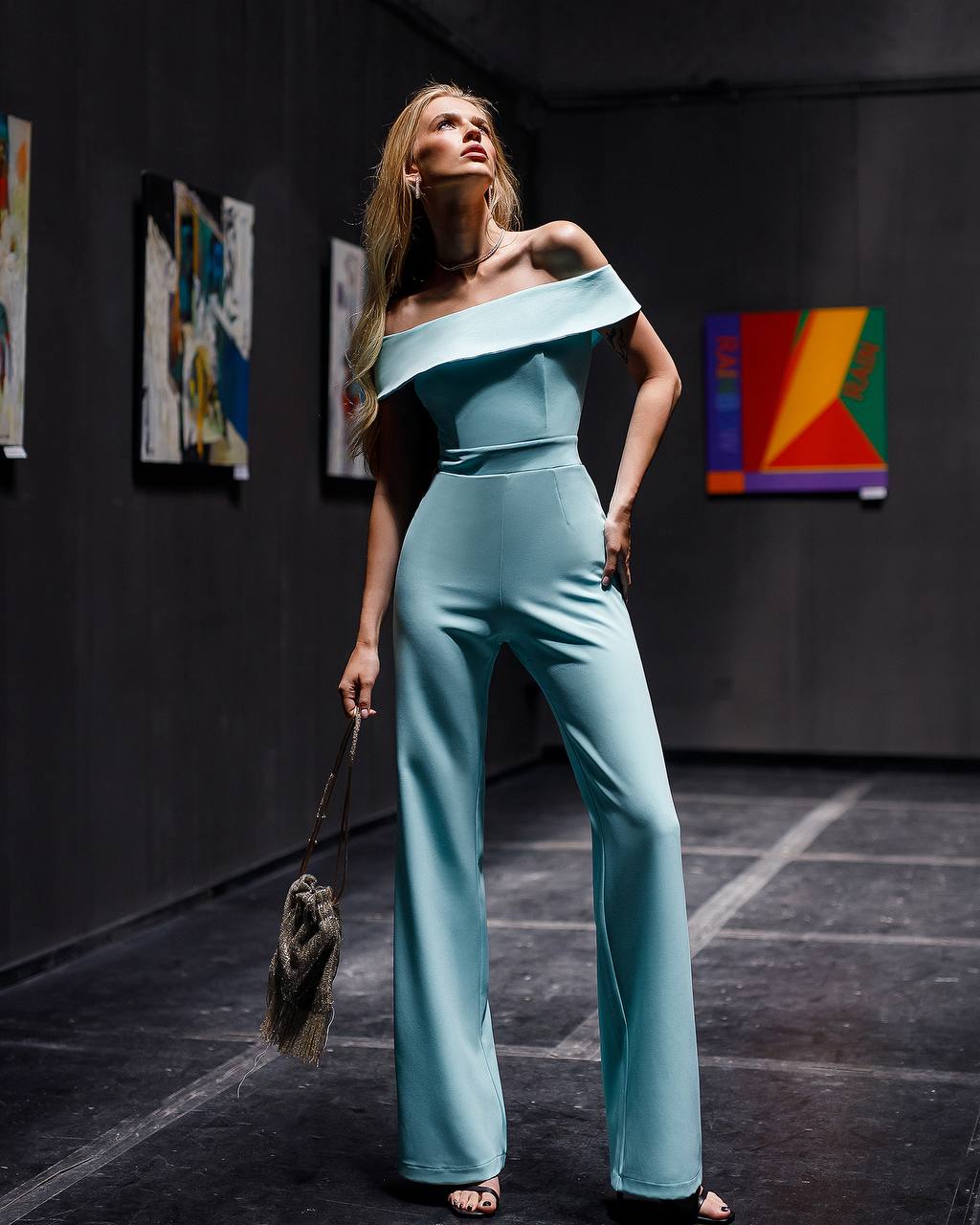 Women's Premium Twill Corset, Tailored Wide-Leg Fit Jumpsuit