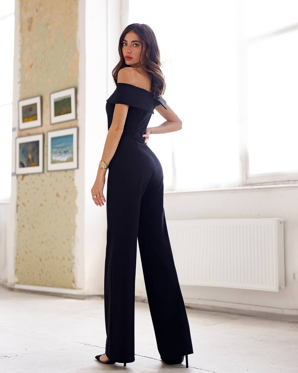 Women's Premium Twill Corset, Tailored Wide-Leg Fit Jumpsuit