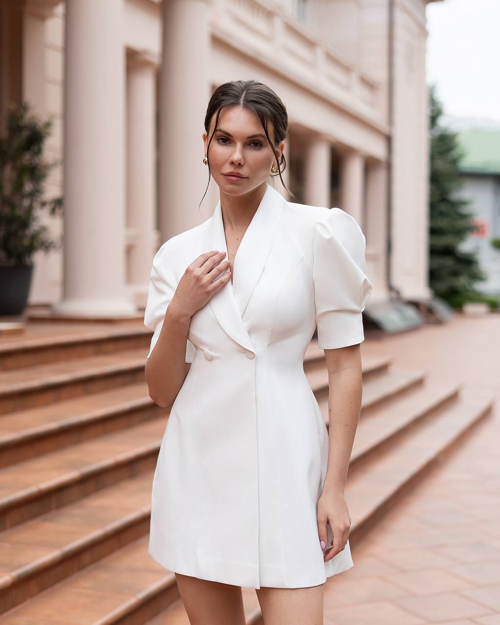 Tailored Suiting Crepe Midi Dress in Classic Neutrals & Pastels