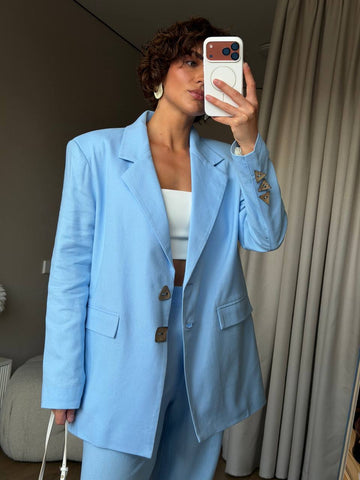 Linen Suit with Elasticated Back Pants and Cotton Lining