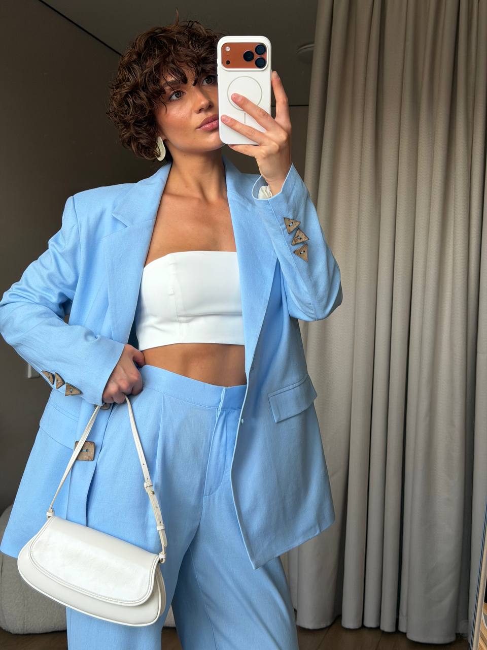Linen Suit with Elasticated Back Pants and Cotton Lining