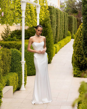 Women's Tailored Heavy Mango Satin Luxury Evening Dress