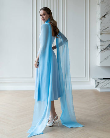 Women's Elegant Evening Midi Corset Dress in Royal Satin