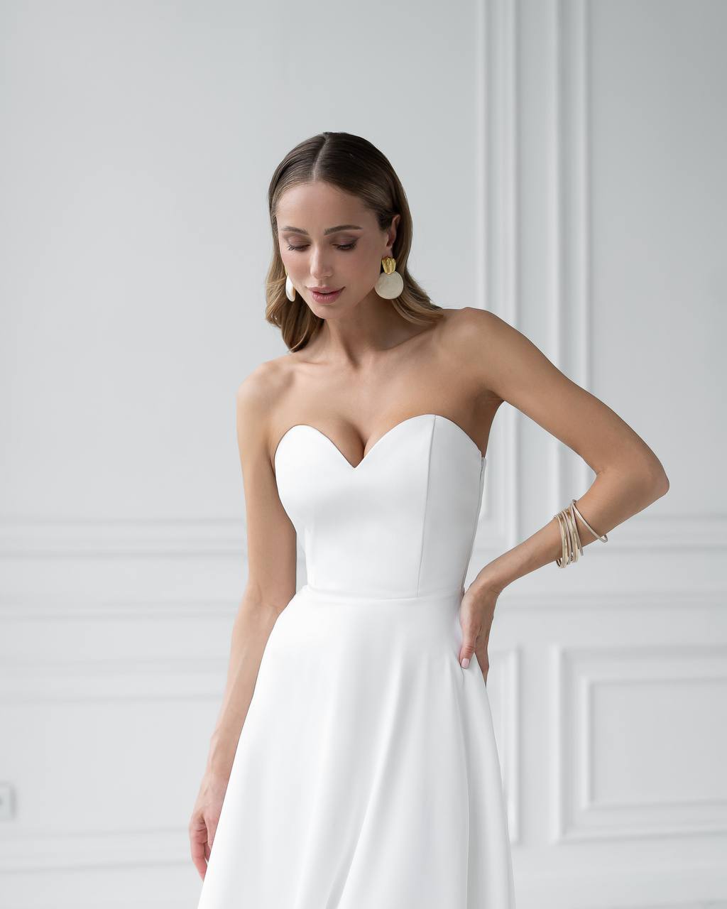 Women's Elegant Evening Midi Corset Dress in Royal Satin