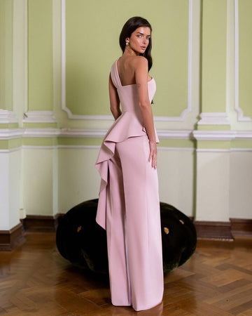 Women's Peplum Suit in Premium Twill Crepe with Tailored Pants
