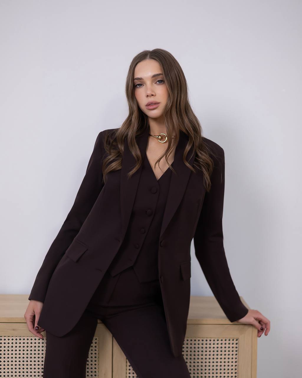Tailored Suit in Premium Suiting Fabric — Three-Piece Suit with Vest