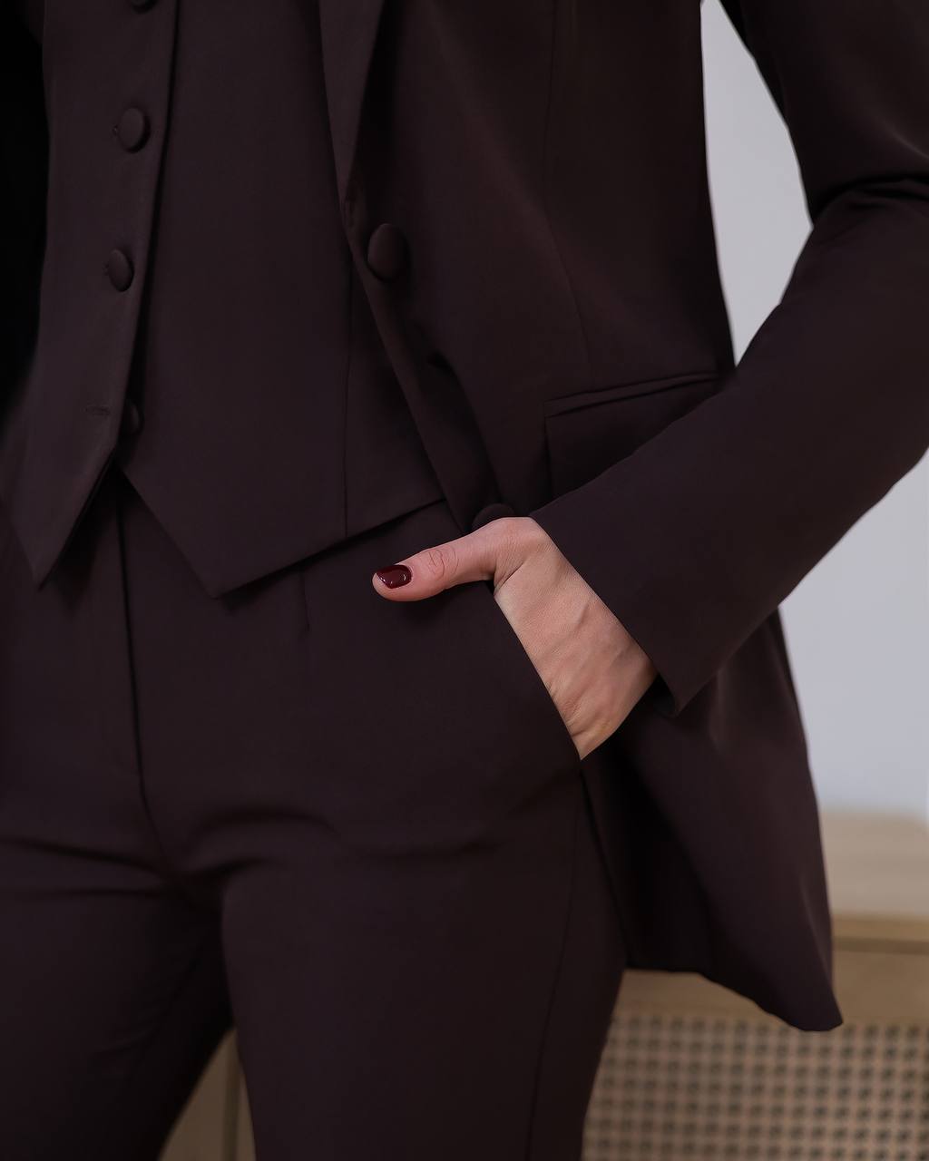 Tailored Suit in Premium Suiting Fabric — Three-Piece Suit with Vest