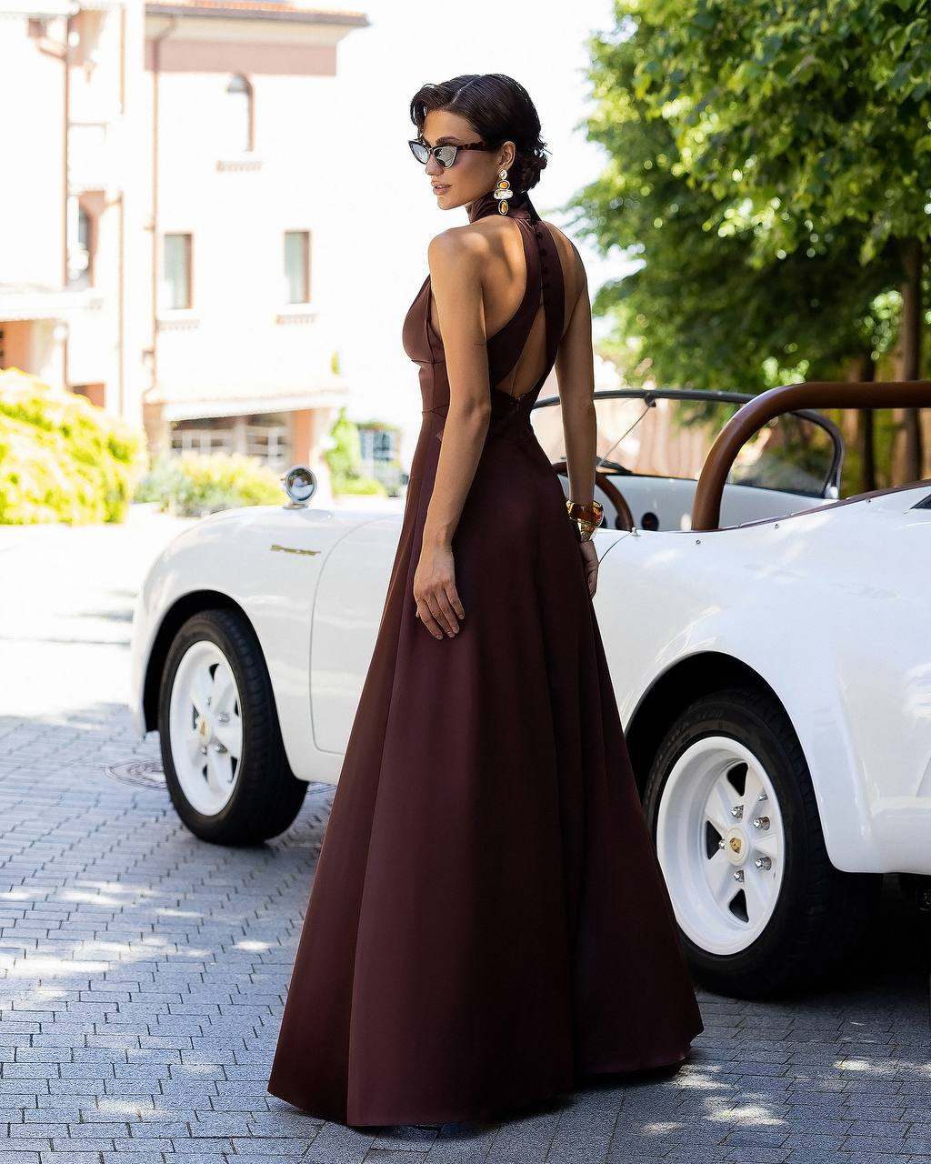 Heavy-Weight Mango Satin Evening Dress with Structured Fit