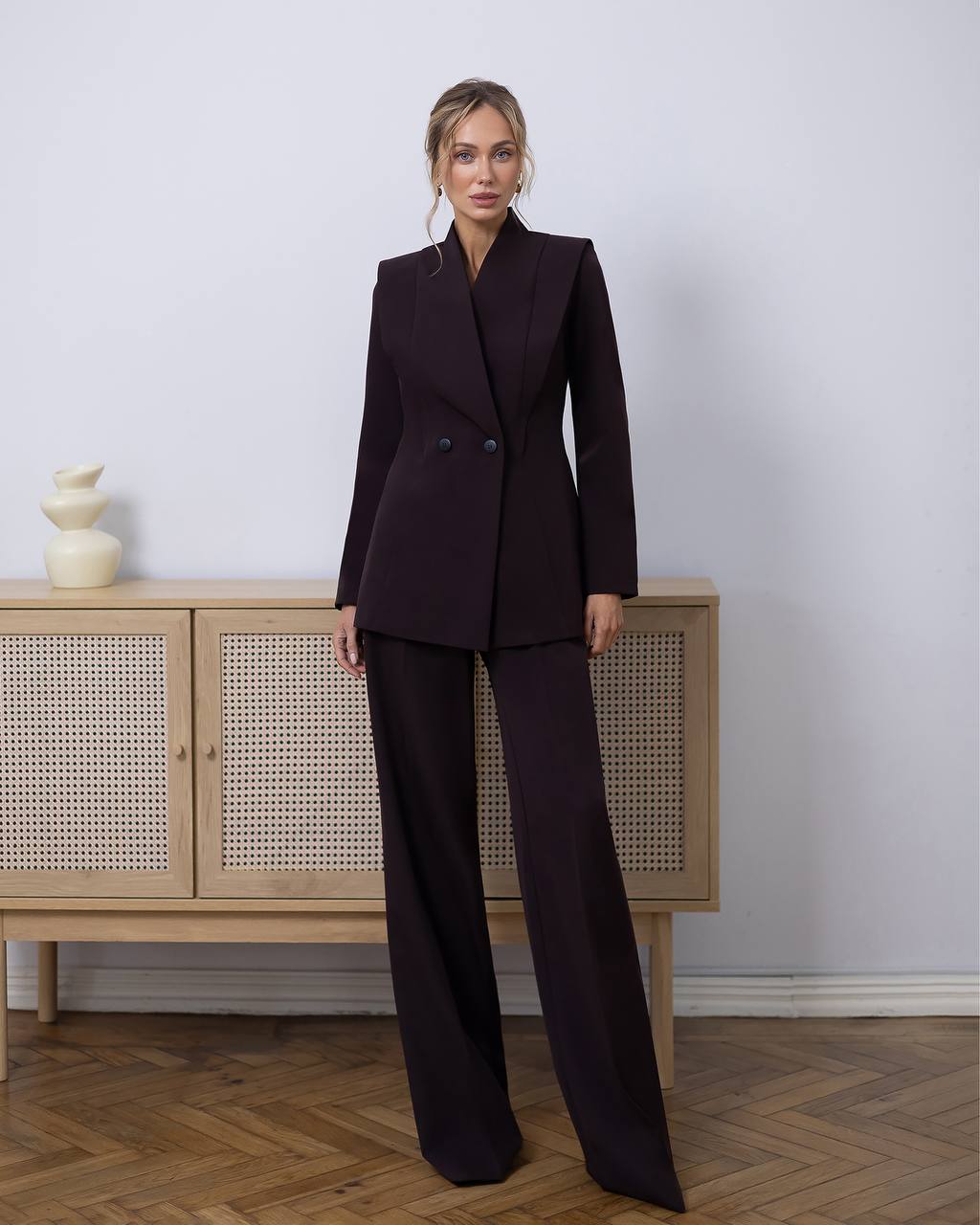 Tailored Twill Suit Set with Jacket & Pants, Classic Fit