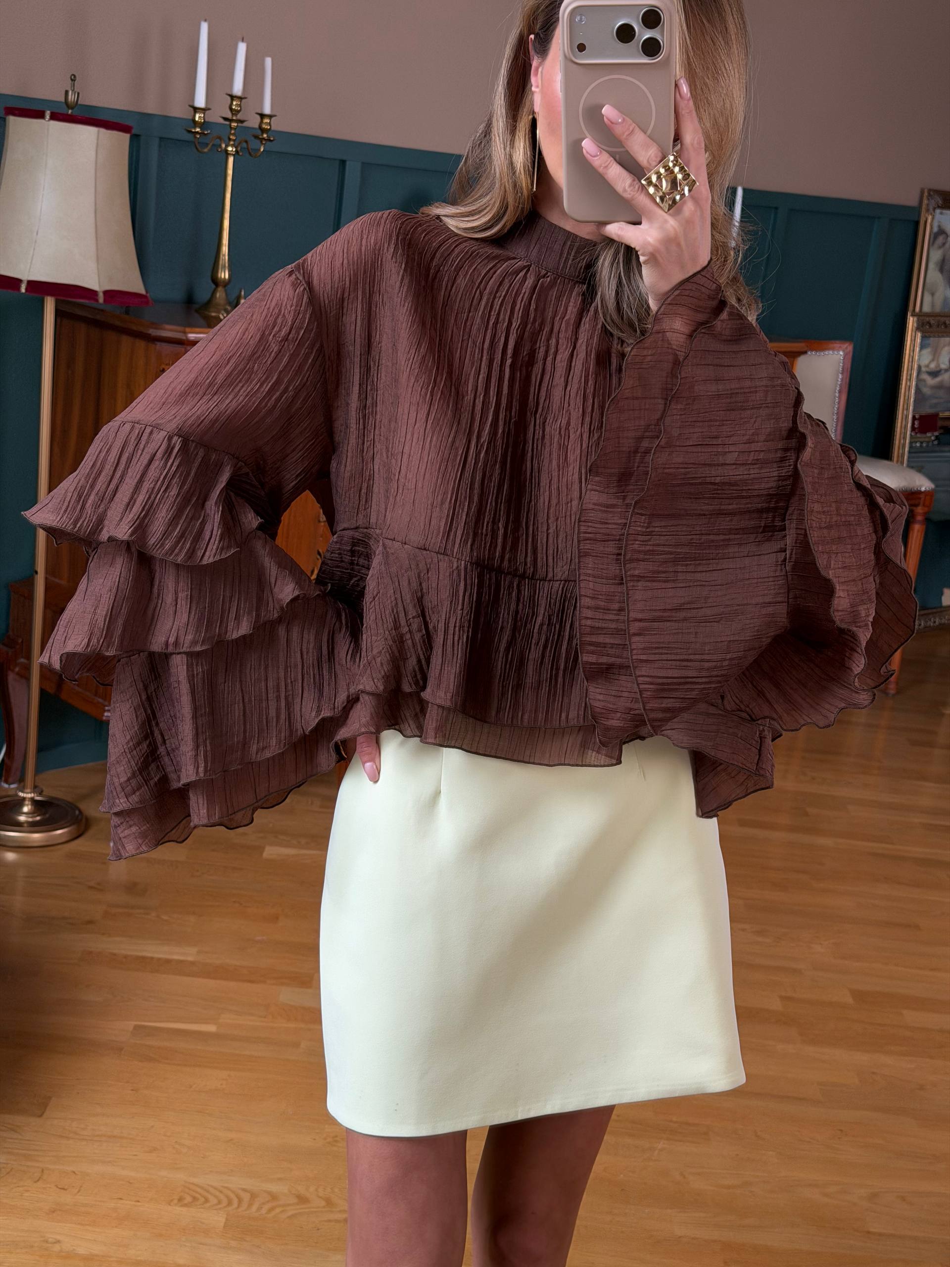 Elegant Tencel Blouse with Statement Sleeves