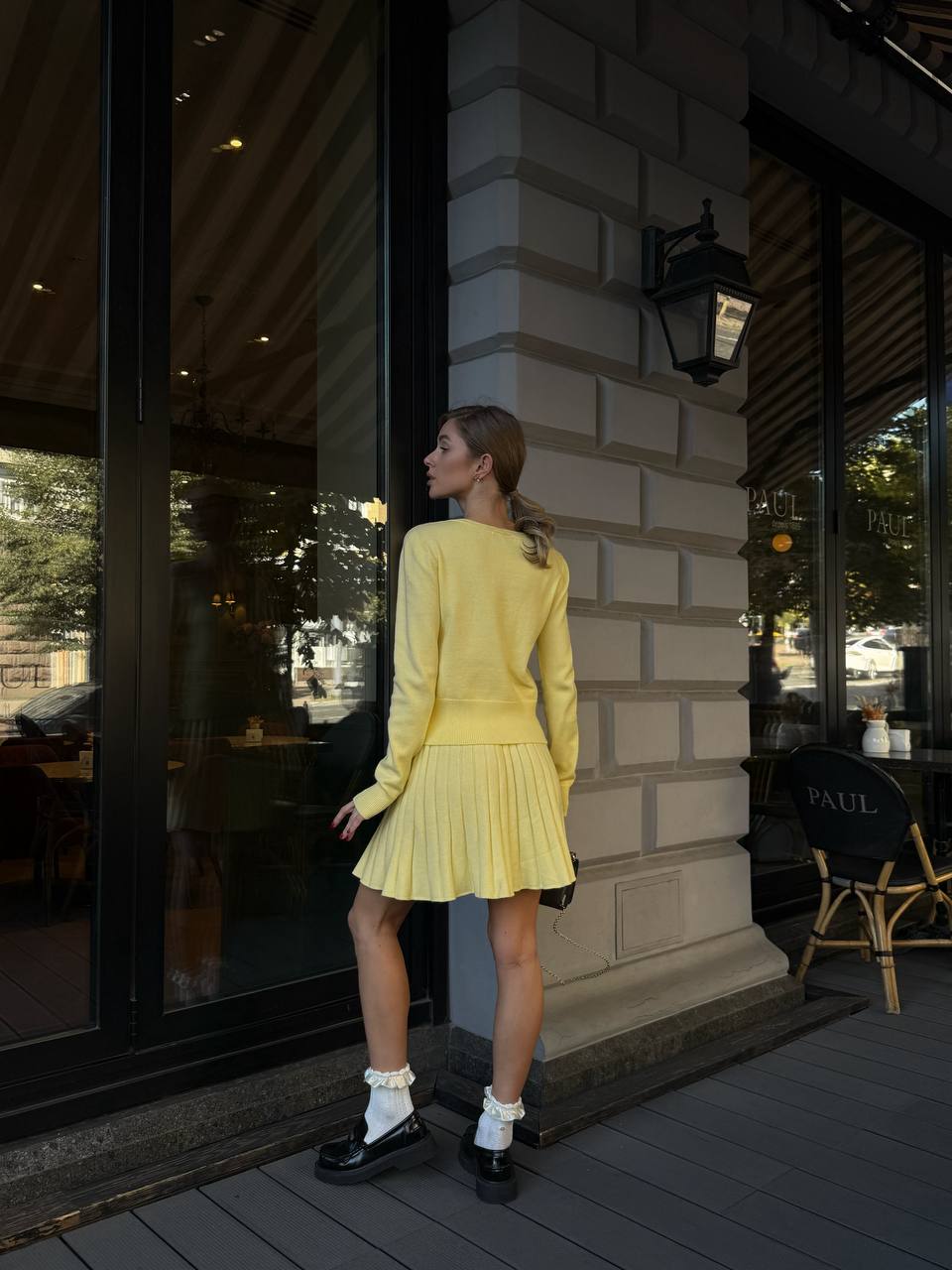 Elegant Knit Two Piece Set – Cardigan and Pleated Skirt