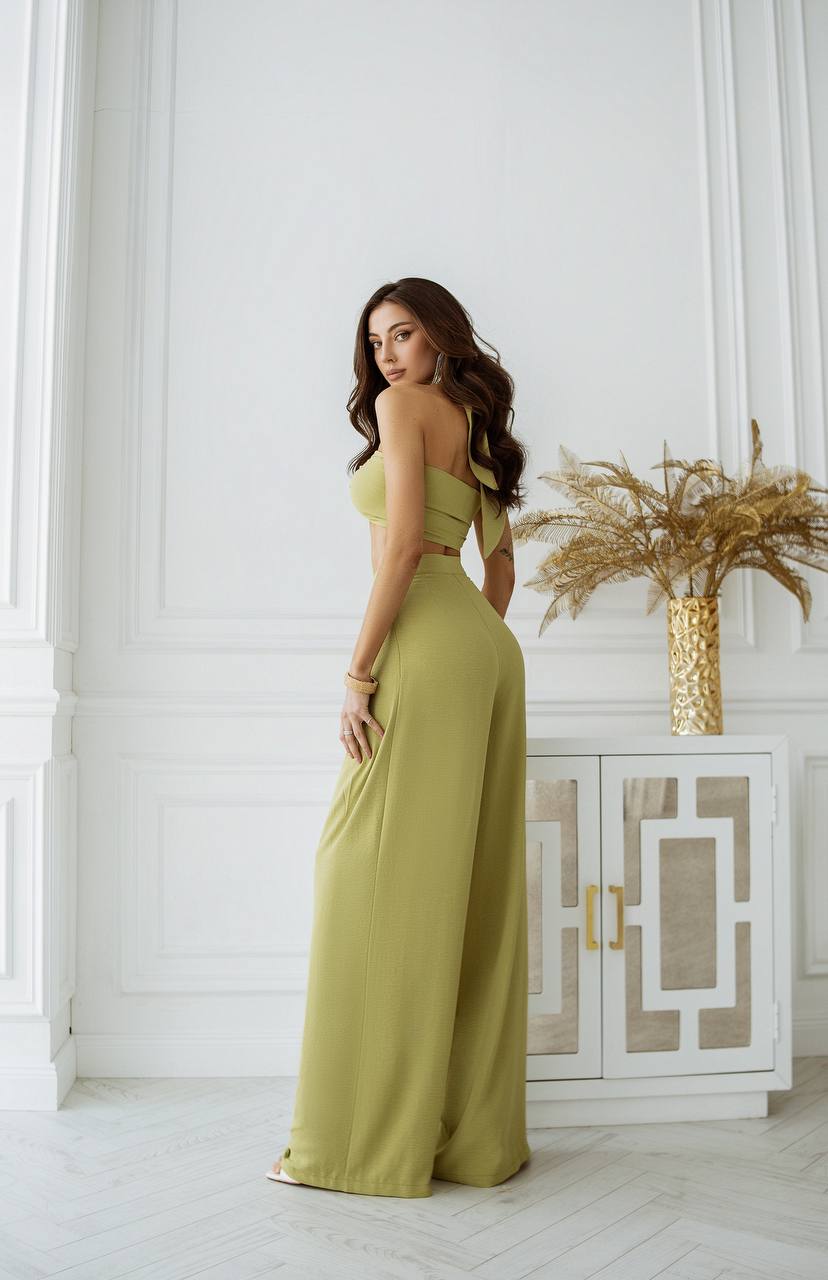 Elegant Palazzo Pants Set with Strapless Tie Top