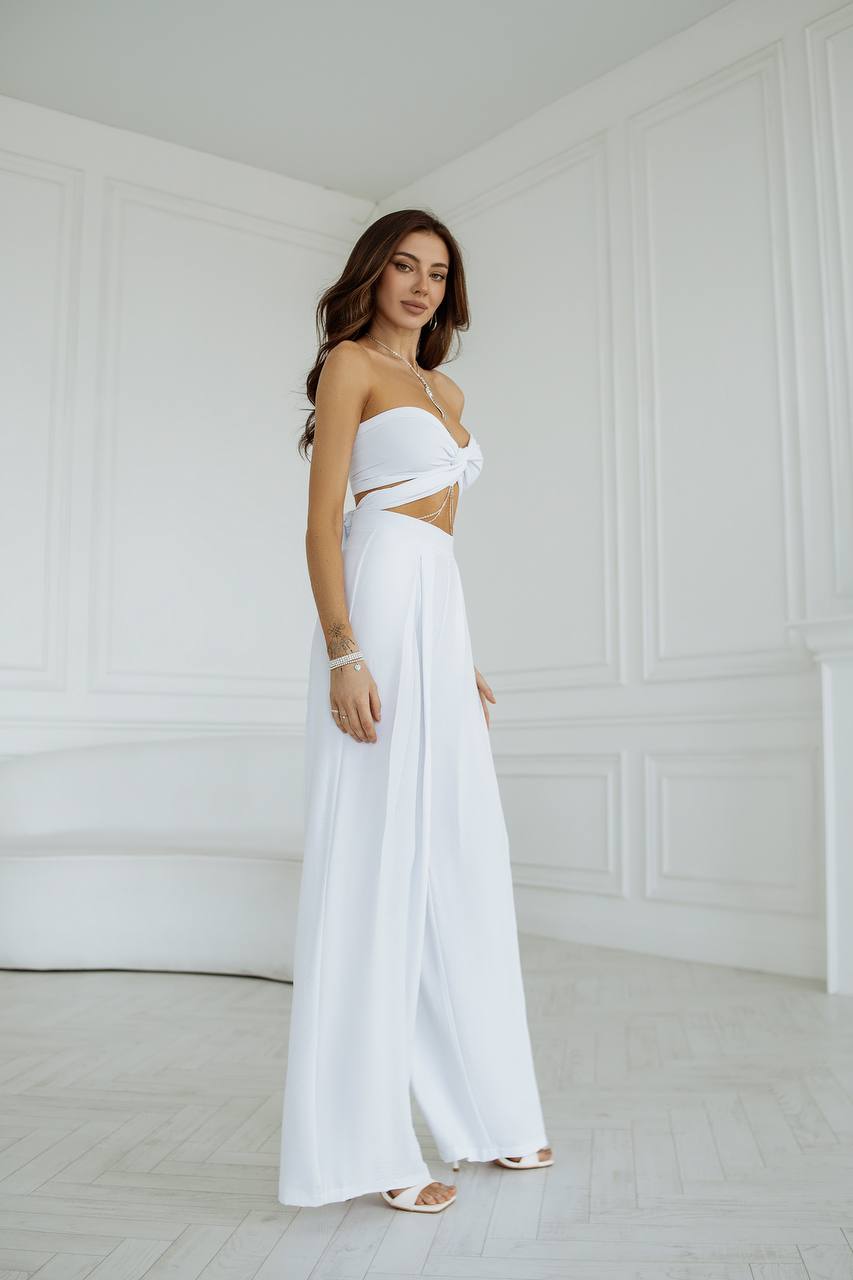 Elegant Palazzo Pants Set with Strapless Tie Top