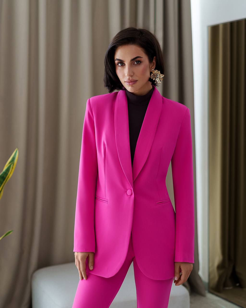 Premium Tailored Fabric Lined Blazer & Flared Trousers Suit