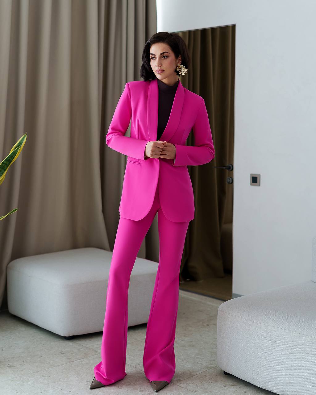 Premium Tailored Fabric Lined Blazer & Flared Trousers Suit