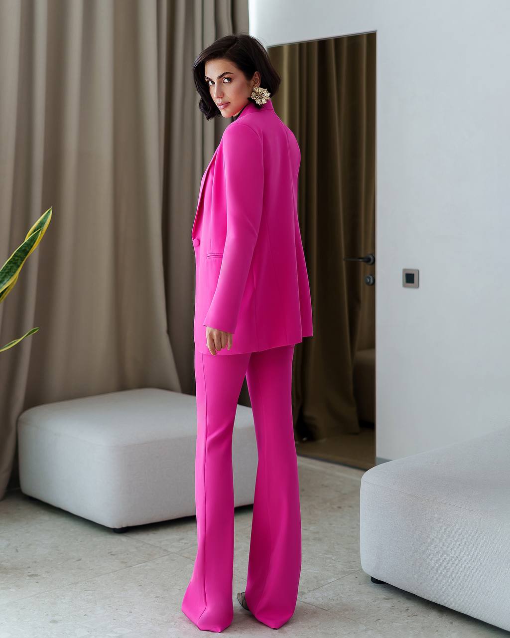 Premium Tailored Fabric Lined Blazer & Flared Trousers Suit