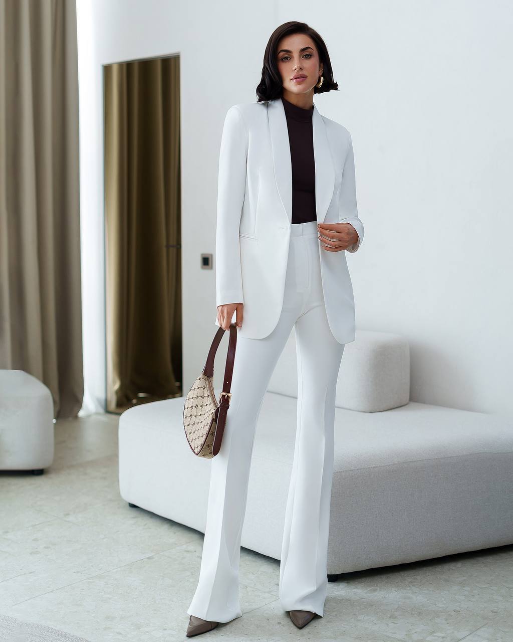 Premium Tailored Fabric Lined Blazer & Flared Trousers Suit